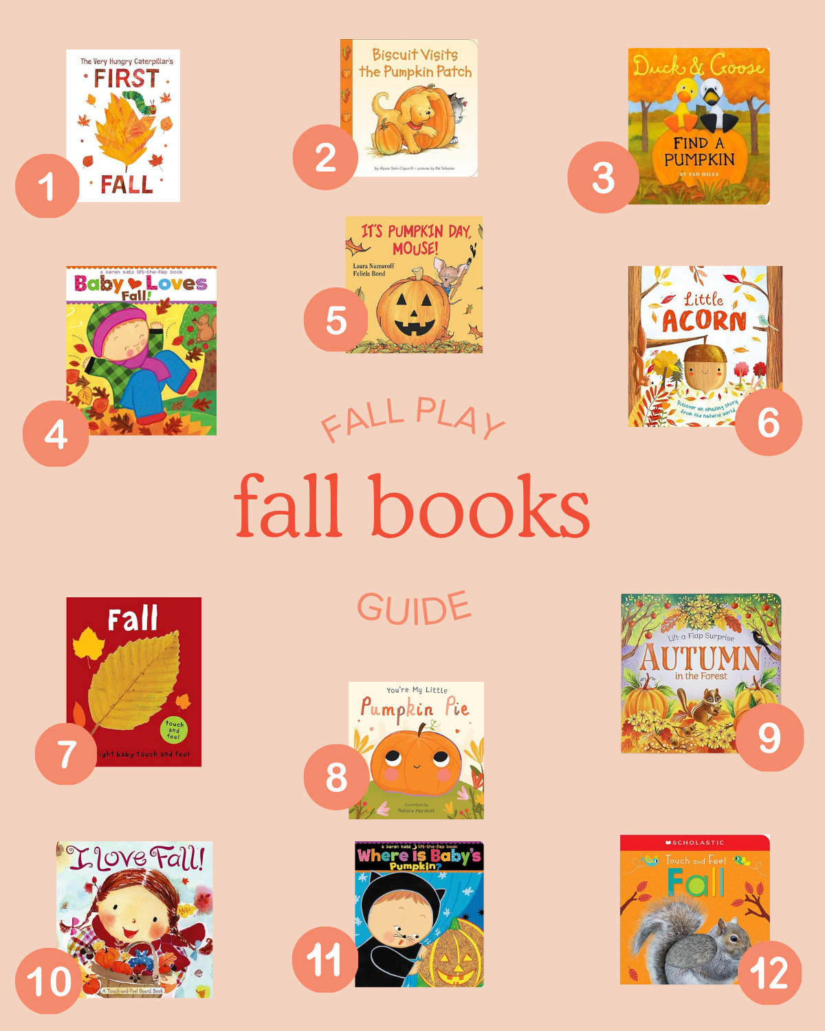 round up graphic of fall-themed books for babies and toddlers