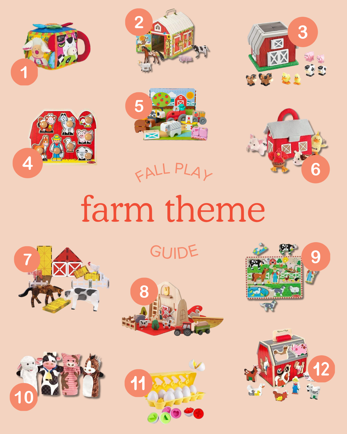 round up graphic of farm toys for babies and toddlers