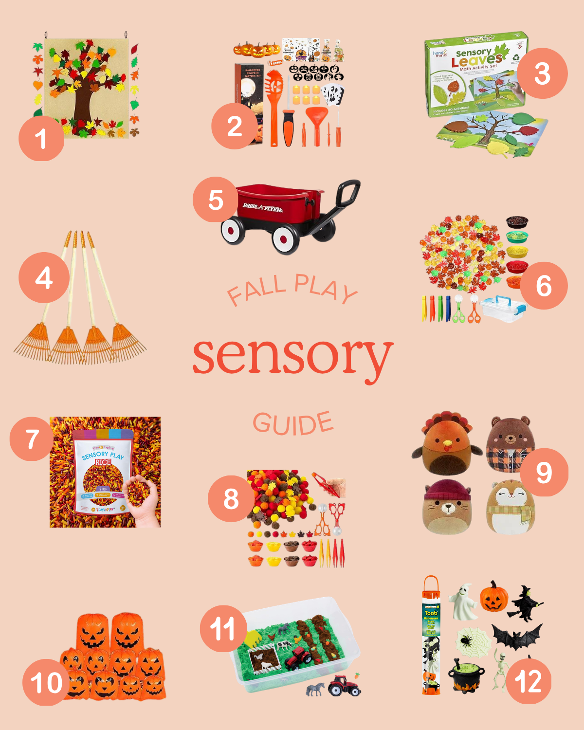 round up graphic of fall-themed sensory play for babies and toddlers