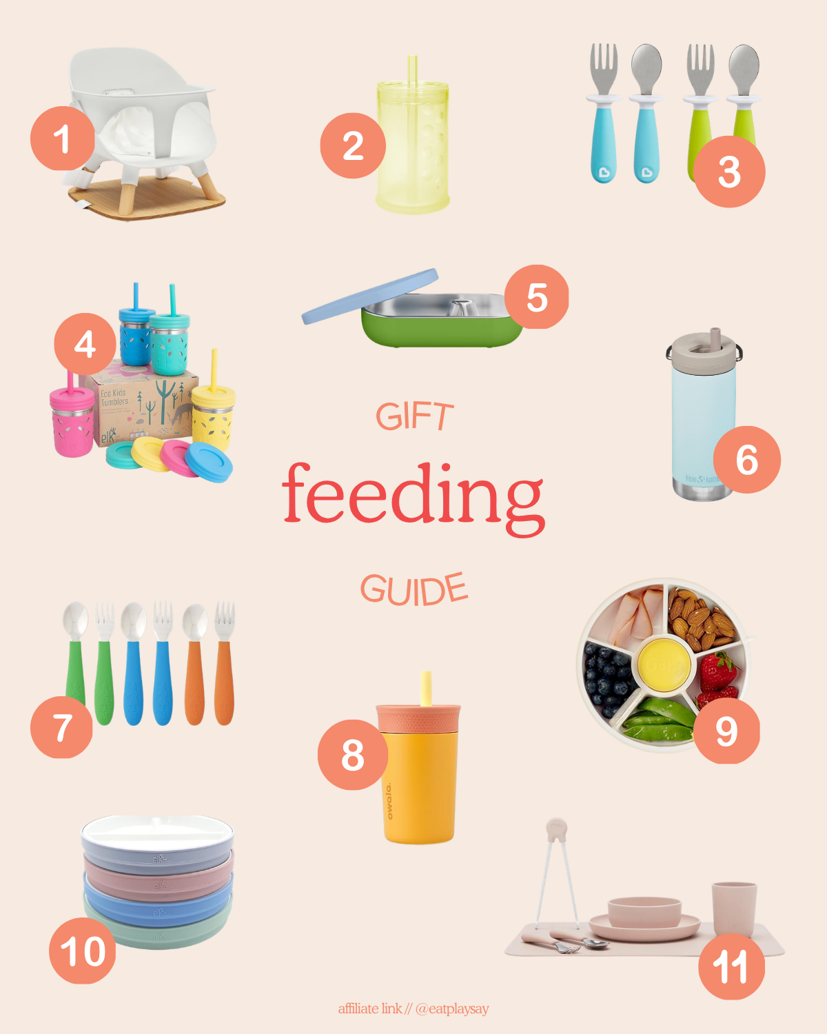 round up graphic of practical feeding gifts for 3 year olds 