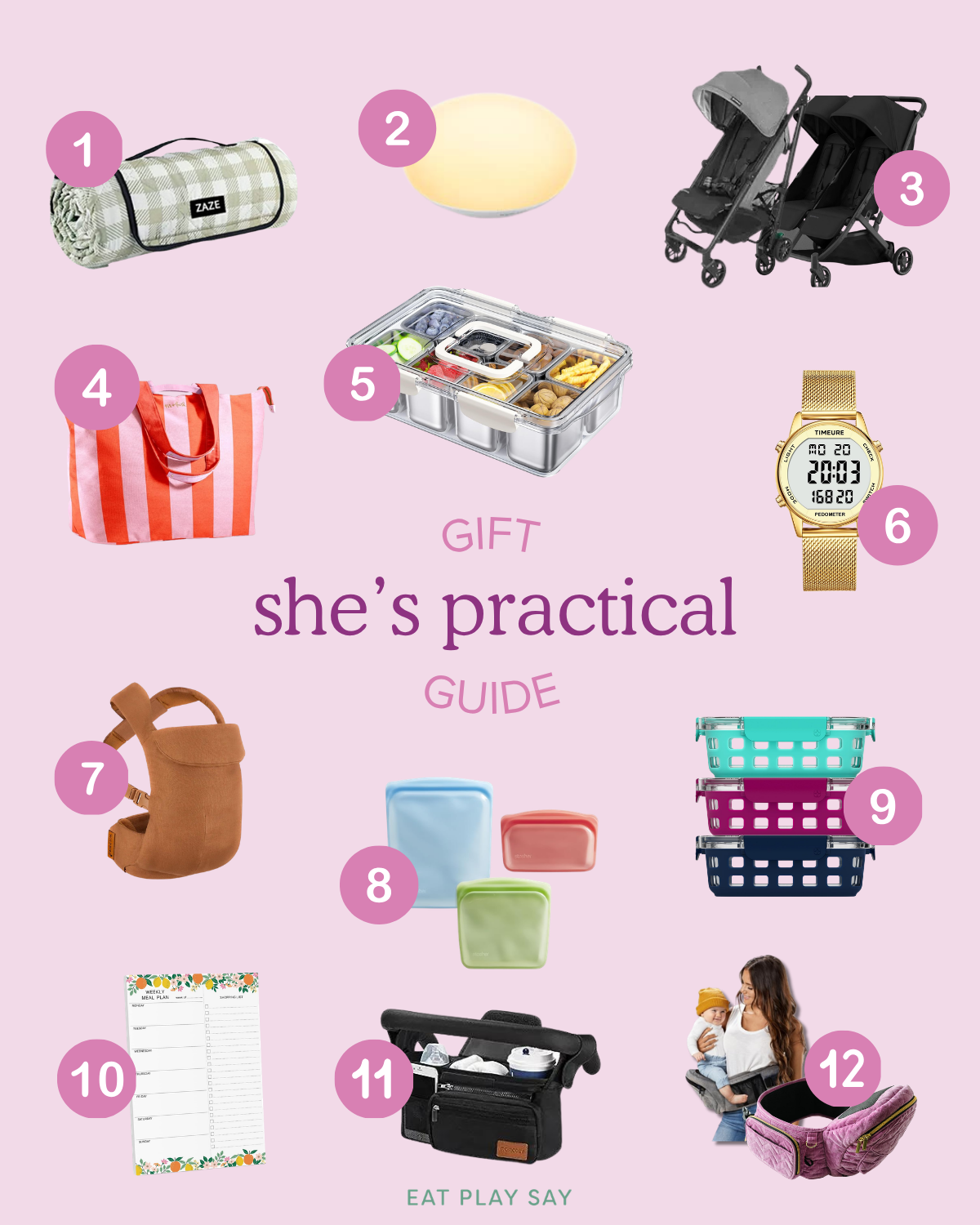 round up graphic of practical gifts for moms 
