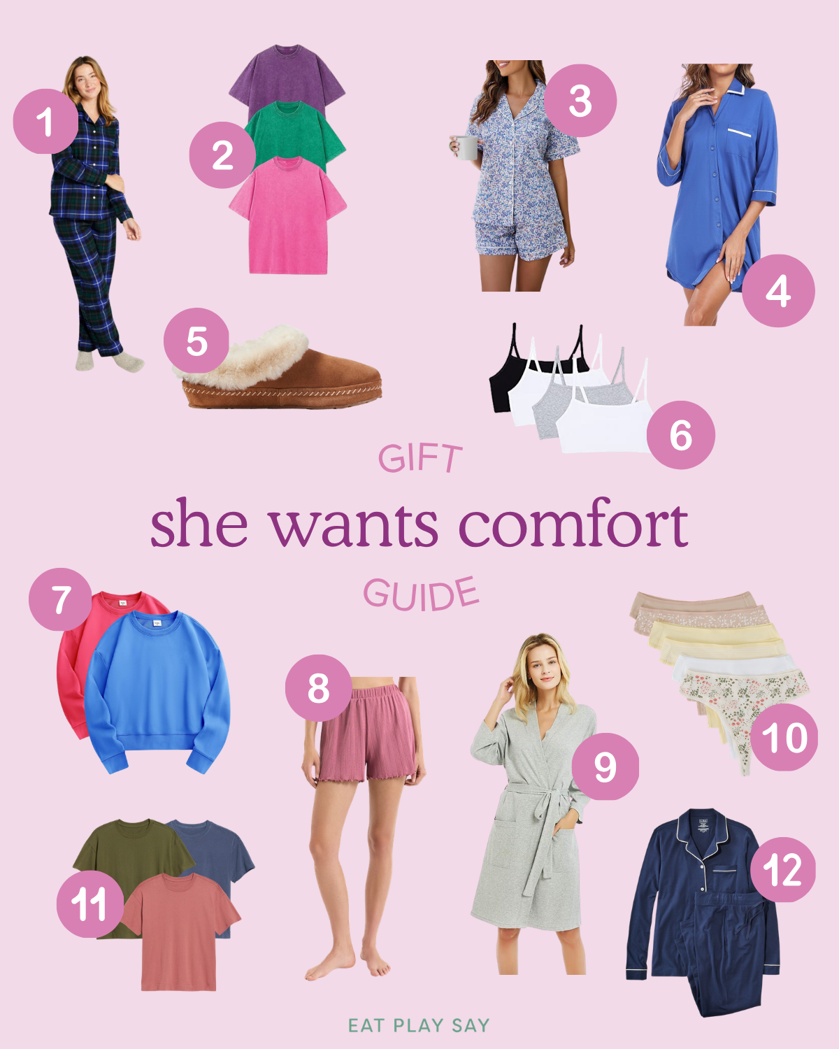 round up graphic of gift ideas for moms who love comfort