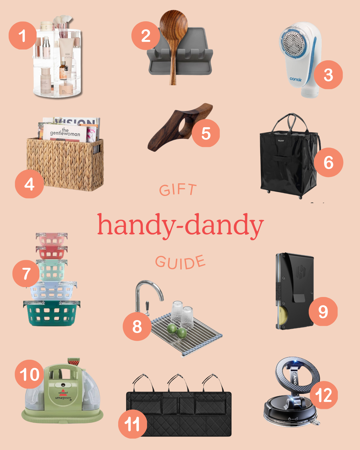 round up graphic of practical and handy gift ideas for grandparents 
