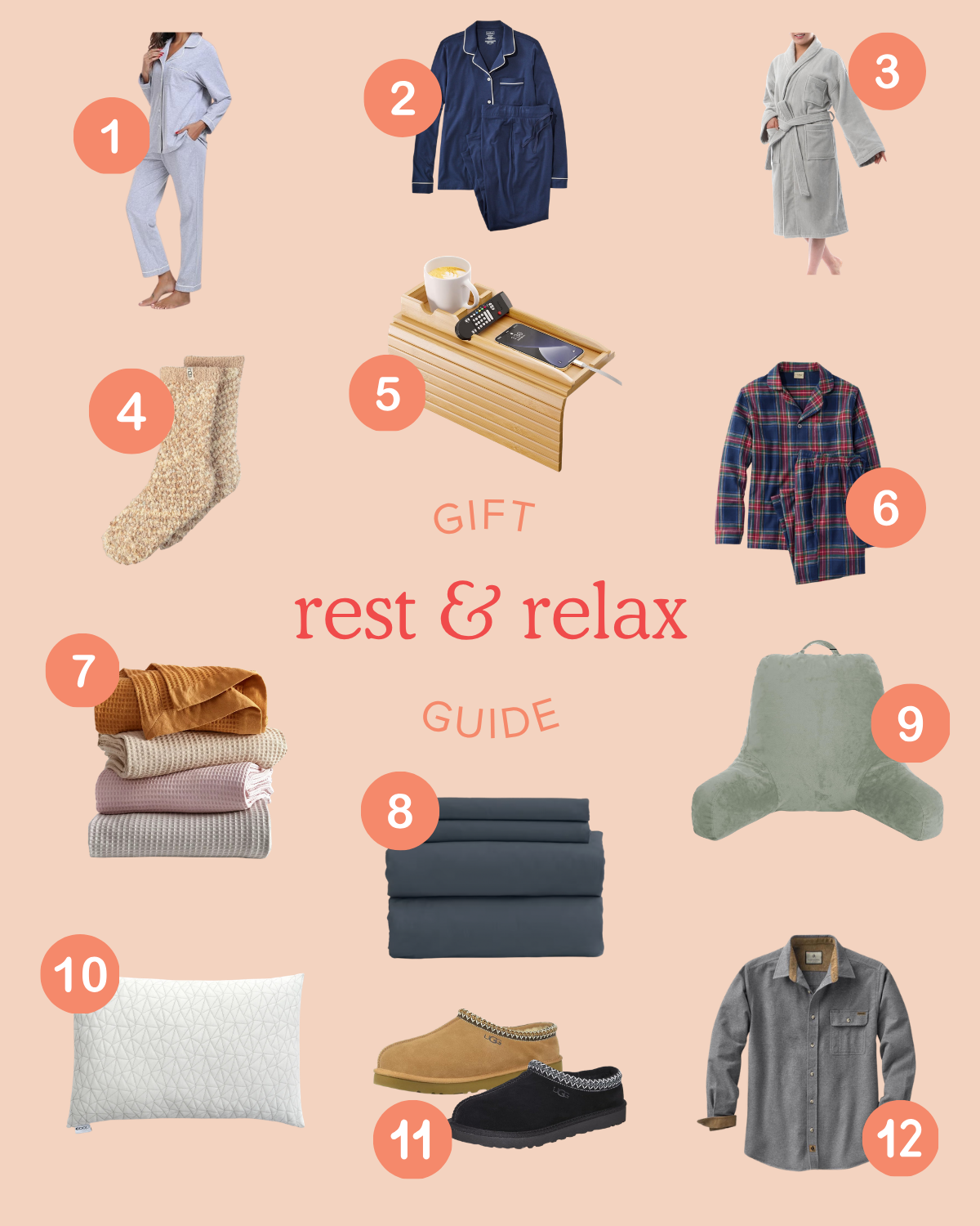 round up graphic featuring gift ideas for rest and relaxation 