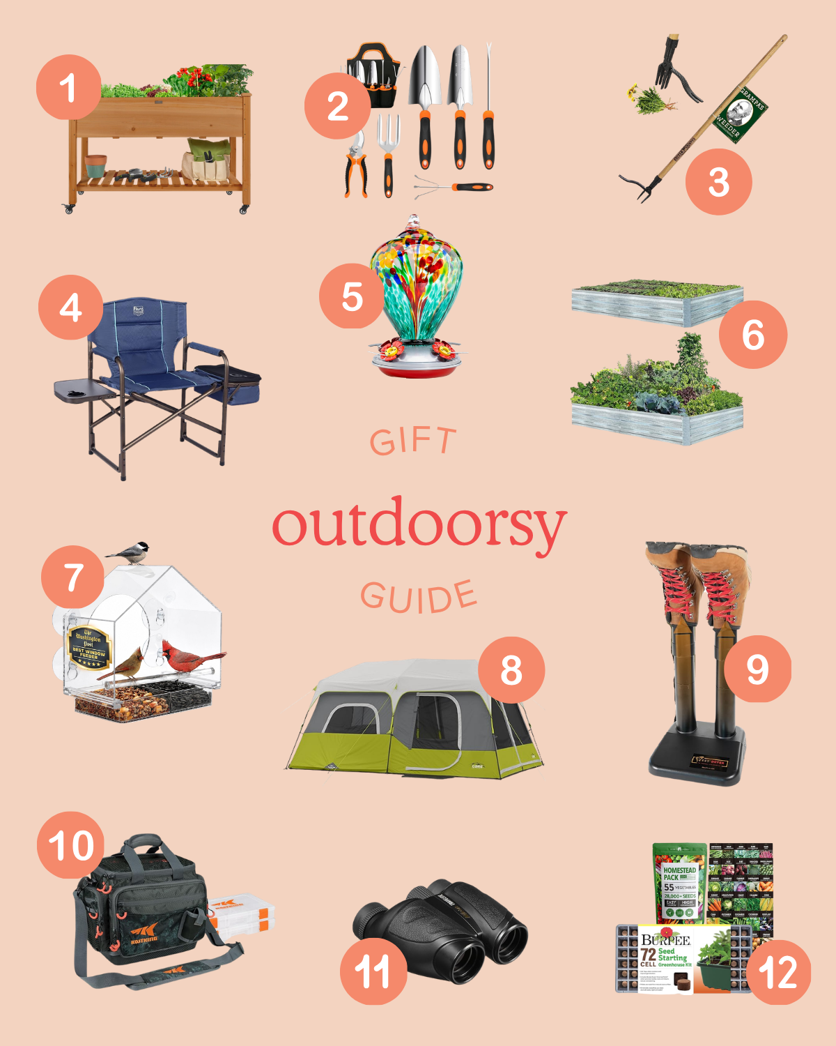 round up graphic of gift ideas for outdoorsy grandparents 