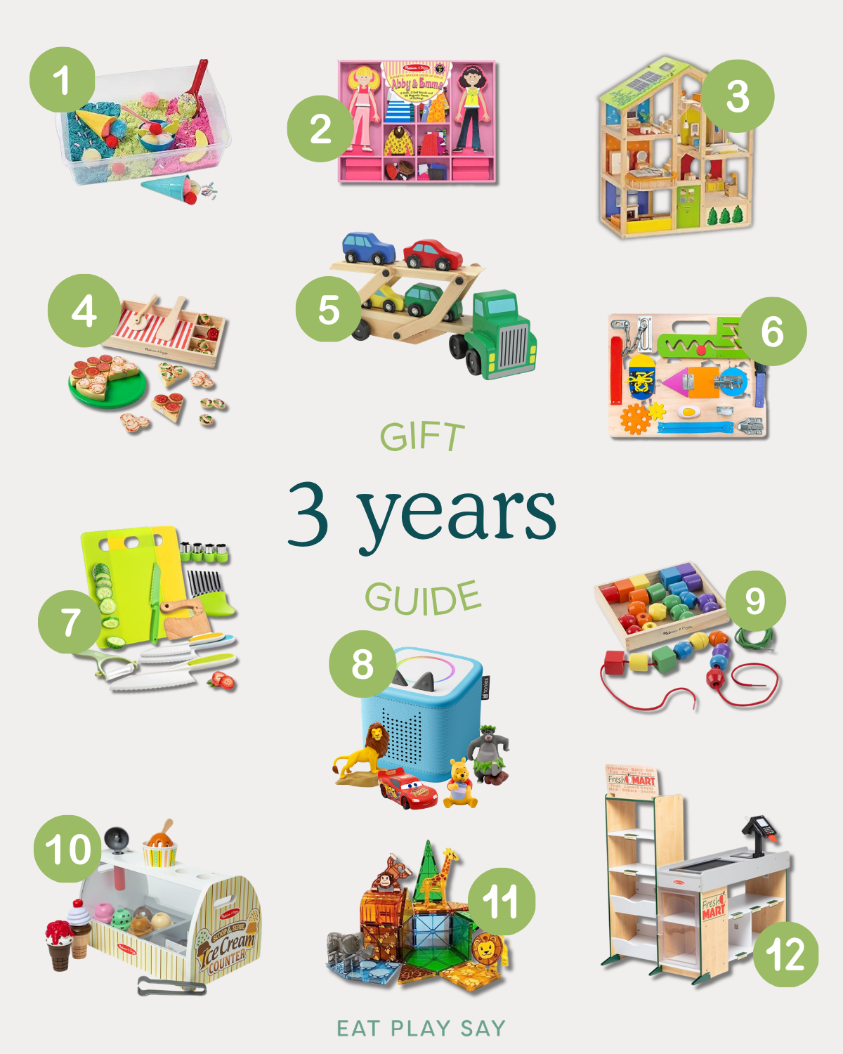 round up graphic of the best toys for 3 year olds