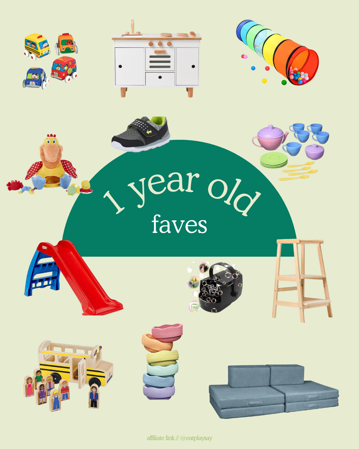 round up graphic of the best gifts for first birthday
