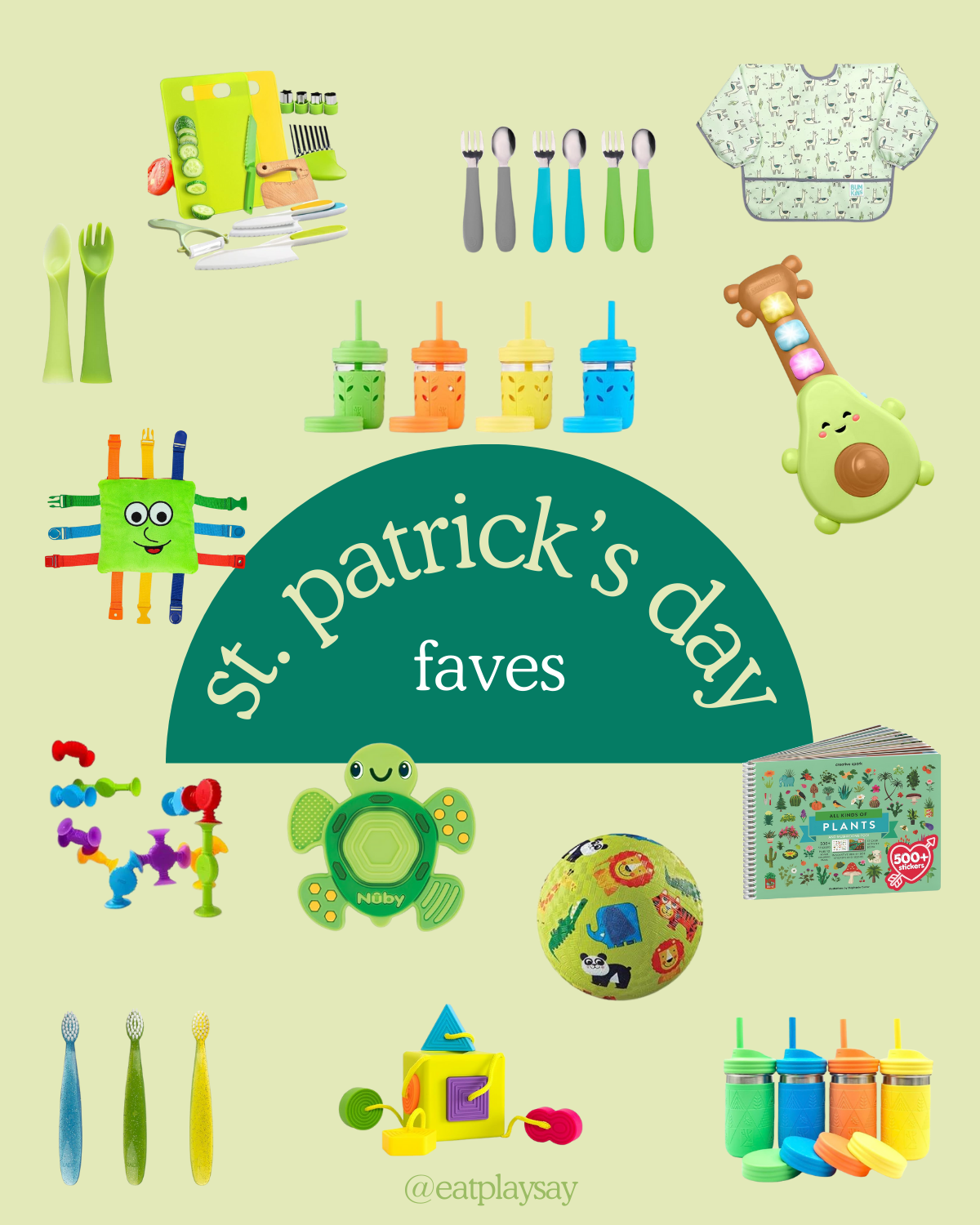 St Patrick's Day graphic round-up with gift ideas for babies and toddlers to celebrate the holiday