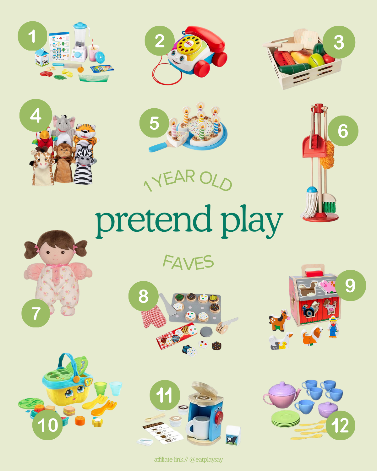 round-up image of the best pretend play toys for 1 year olds