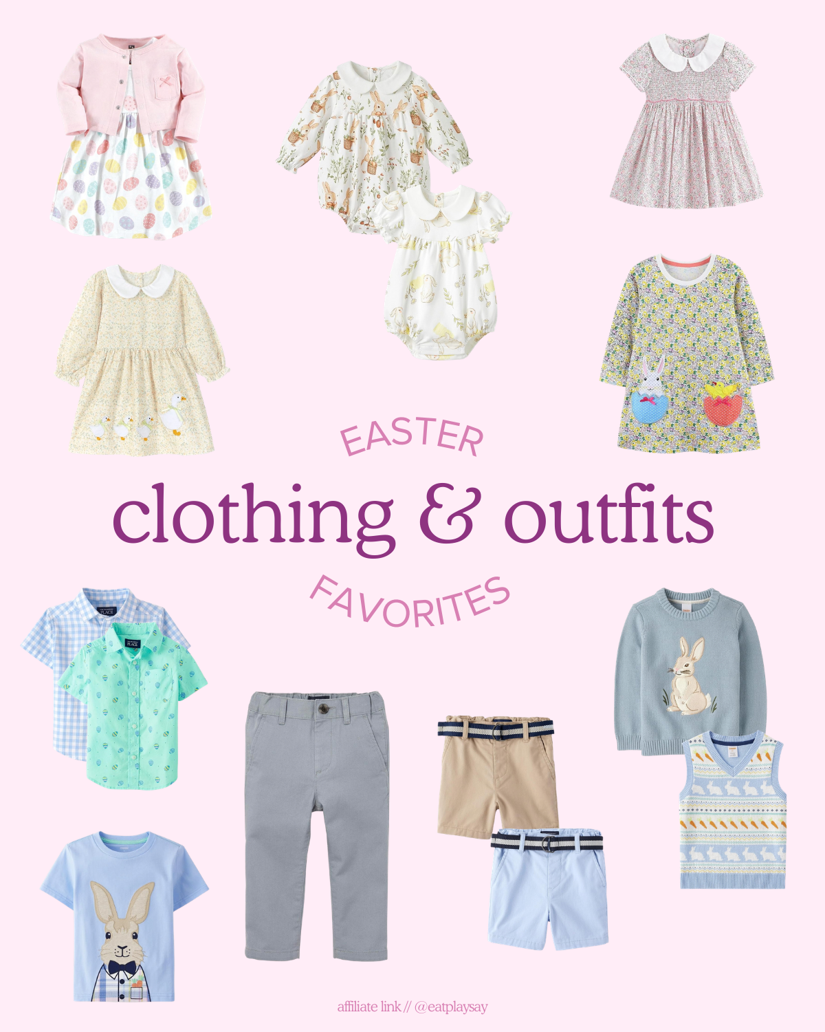graphic round up of easter outfits for babies and toddlers