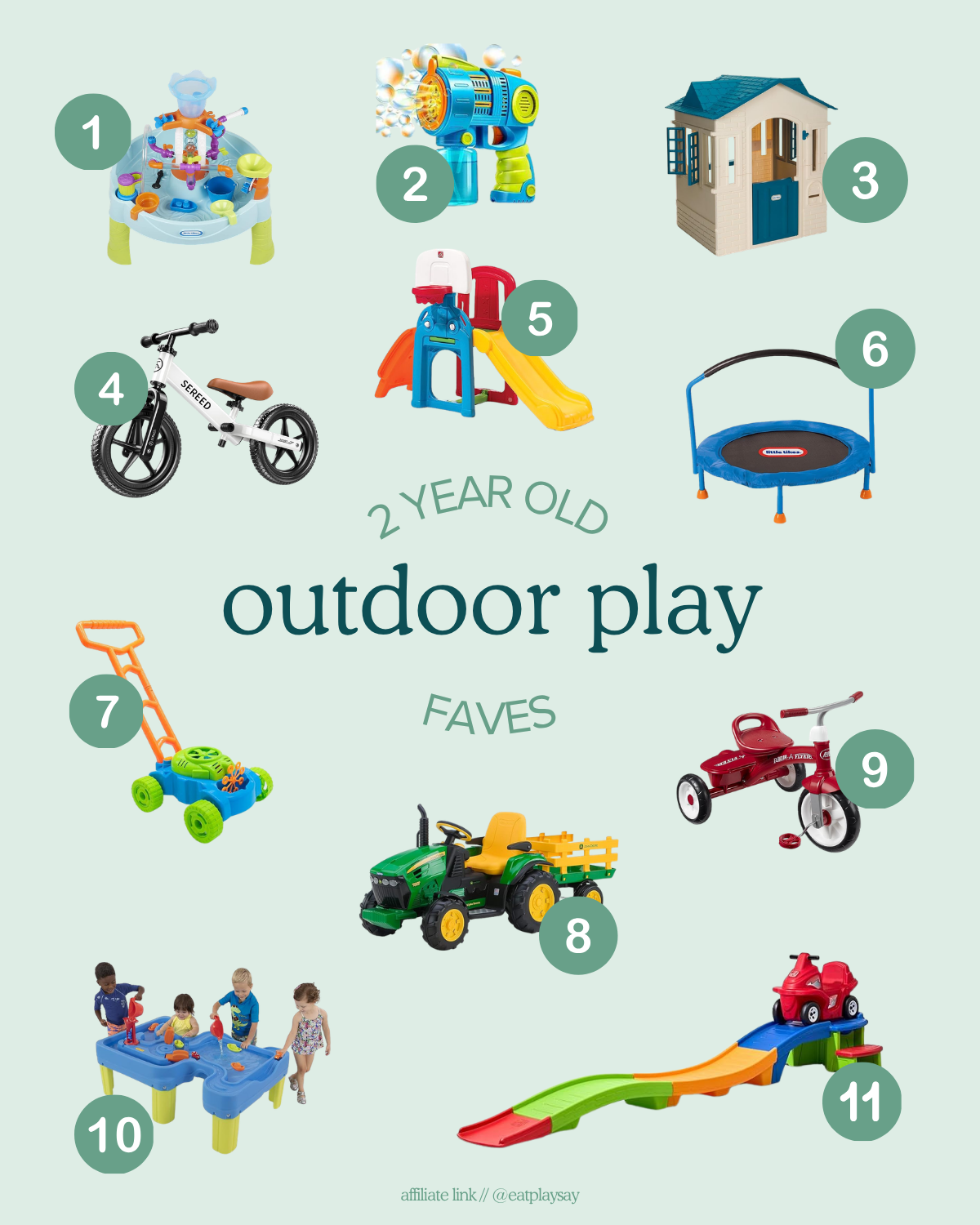 round-up image of the best outdoor toys for 2 year olds