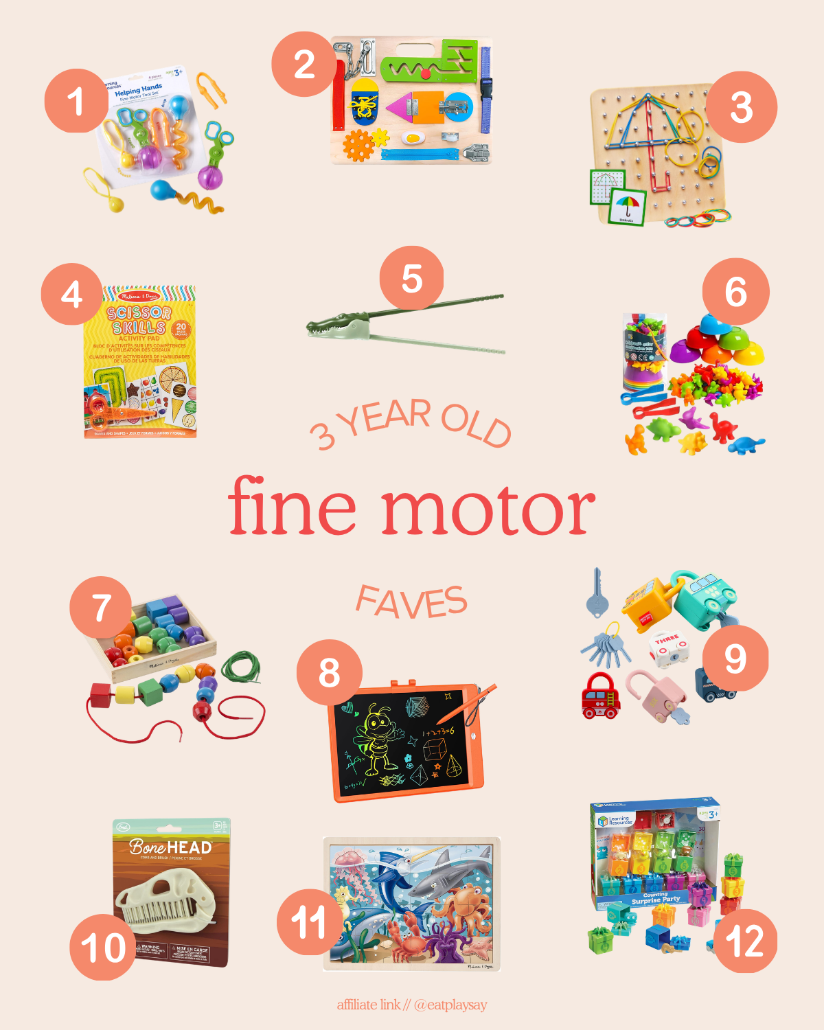 round-up image of the best fine motor toys to gift 3 year olds