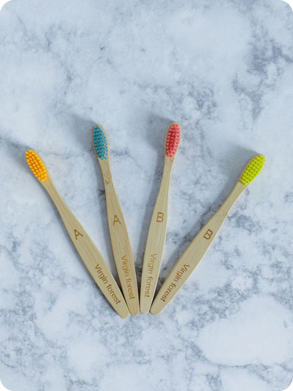 Toothbrushes with wooden handles and soft bristles