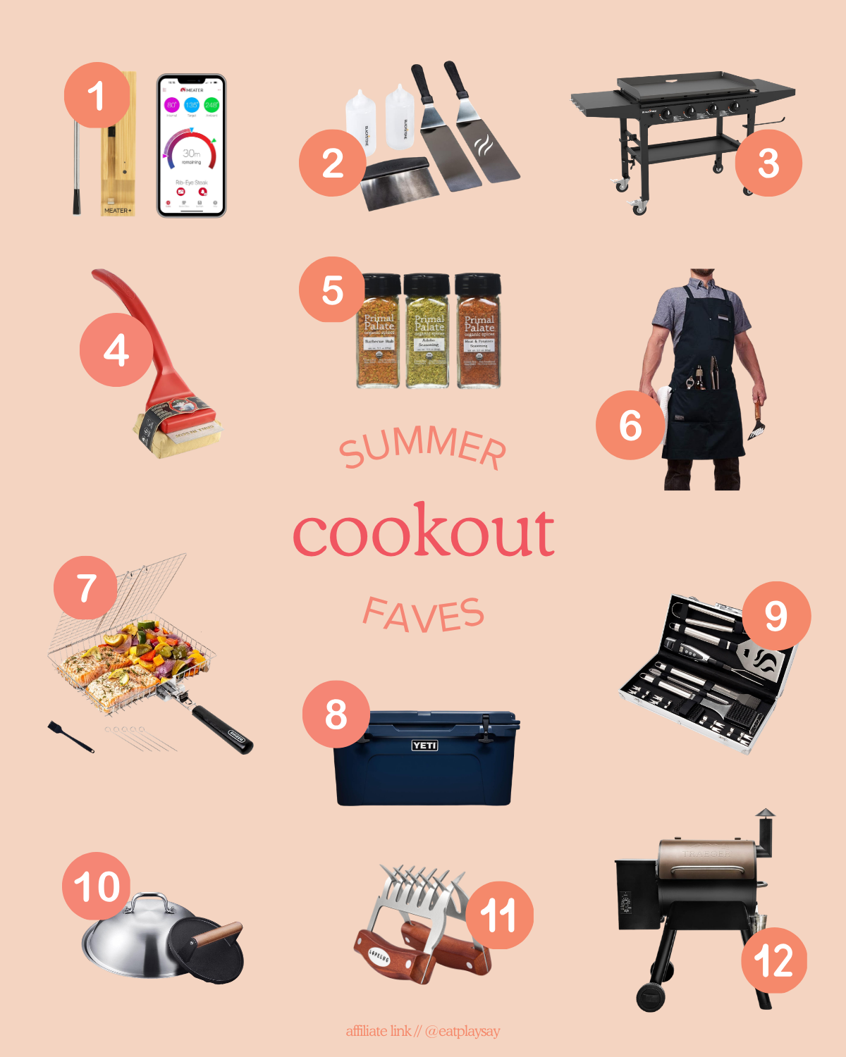 graphic round up of summer cookout essentials 