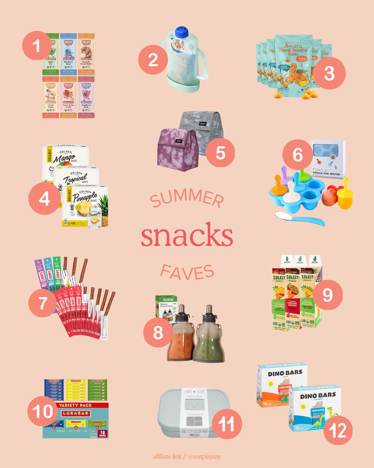 round up graphic of summer snacks you can take on the go