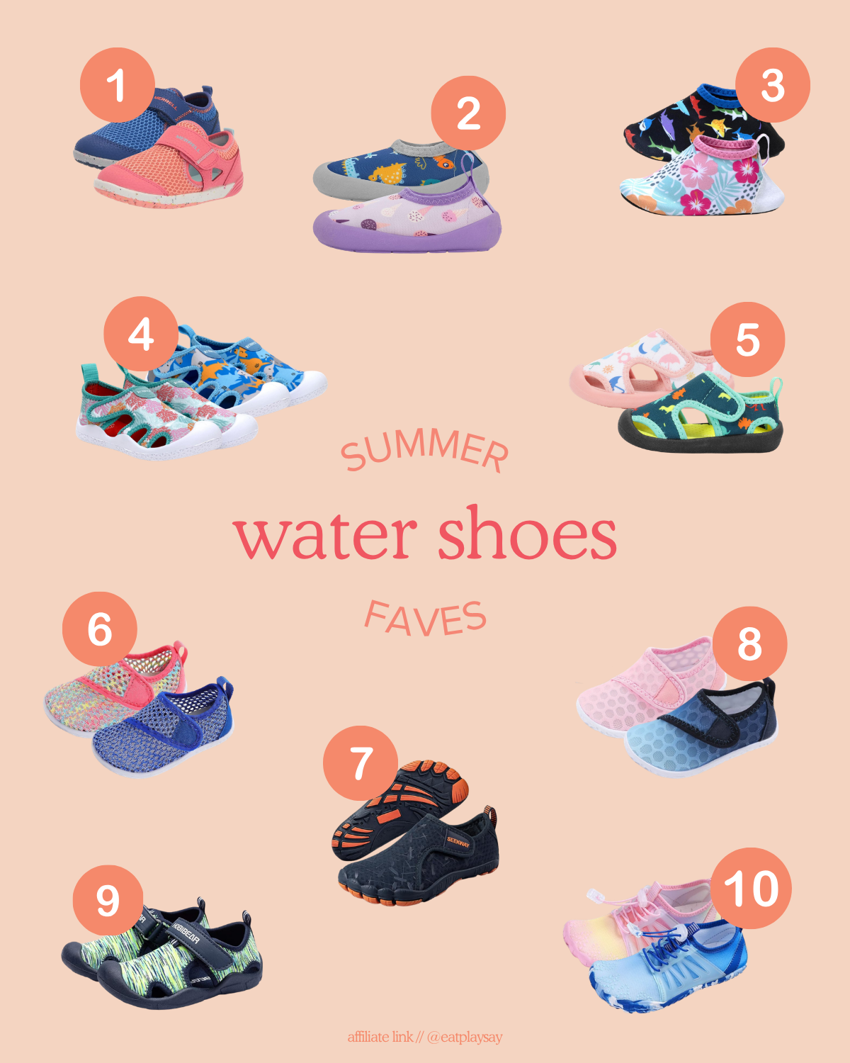 round up graphic of toddler water shoes 