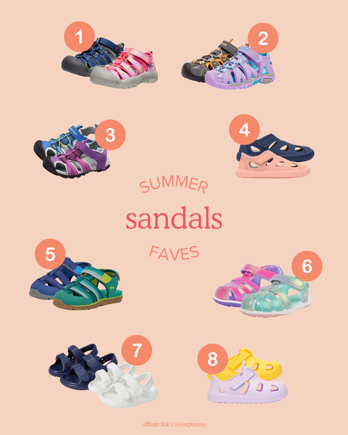 round up graphic of toddler sandals for summer