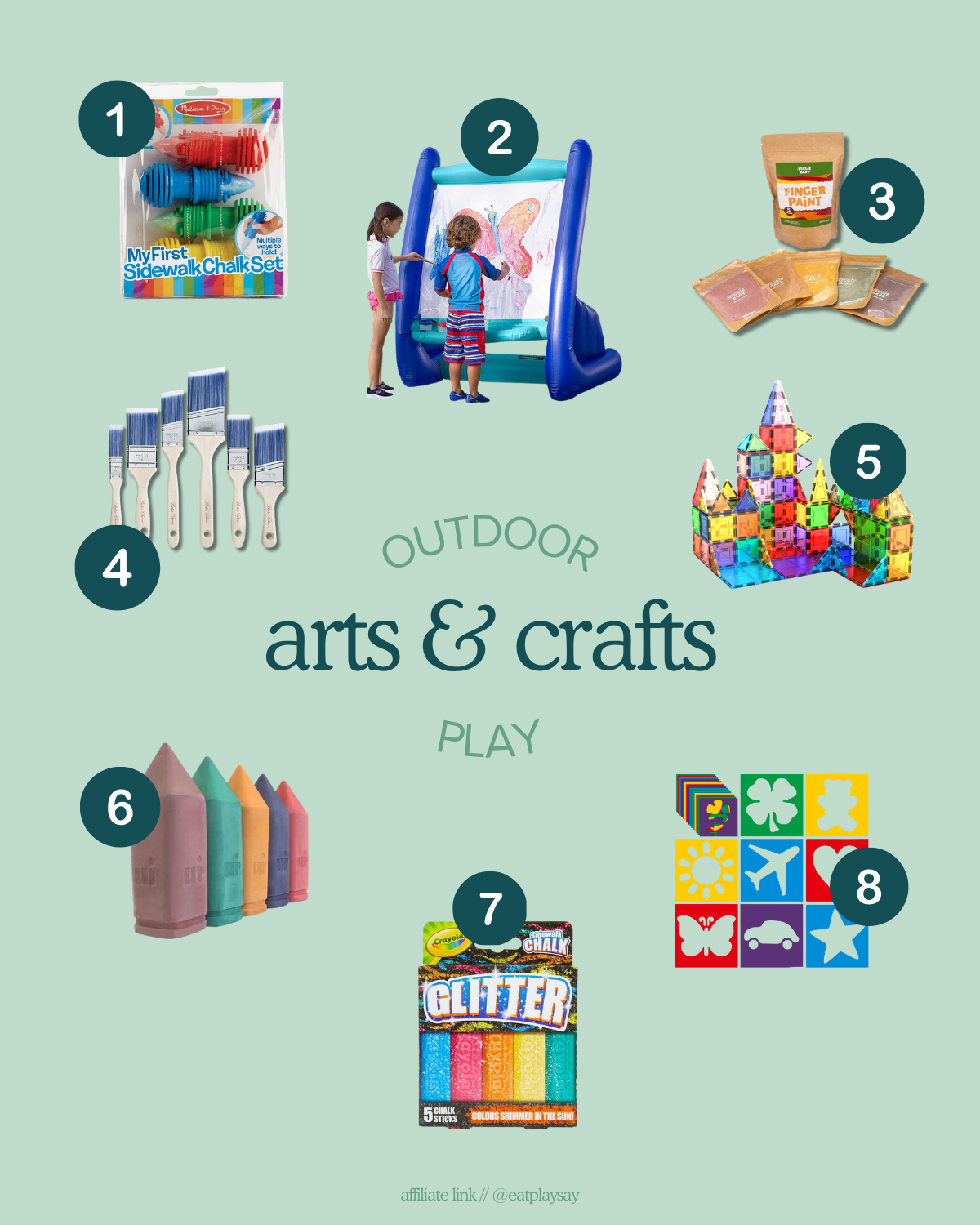 round up graphic of arts and crafts for outdoor play