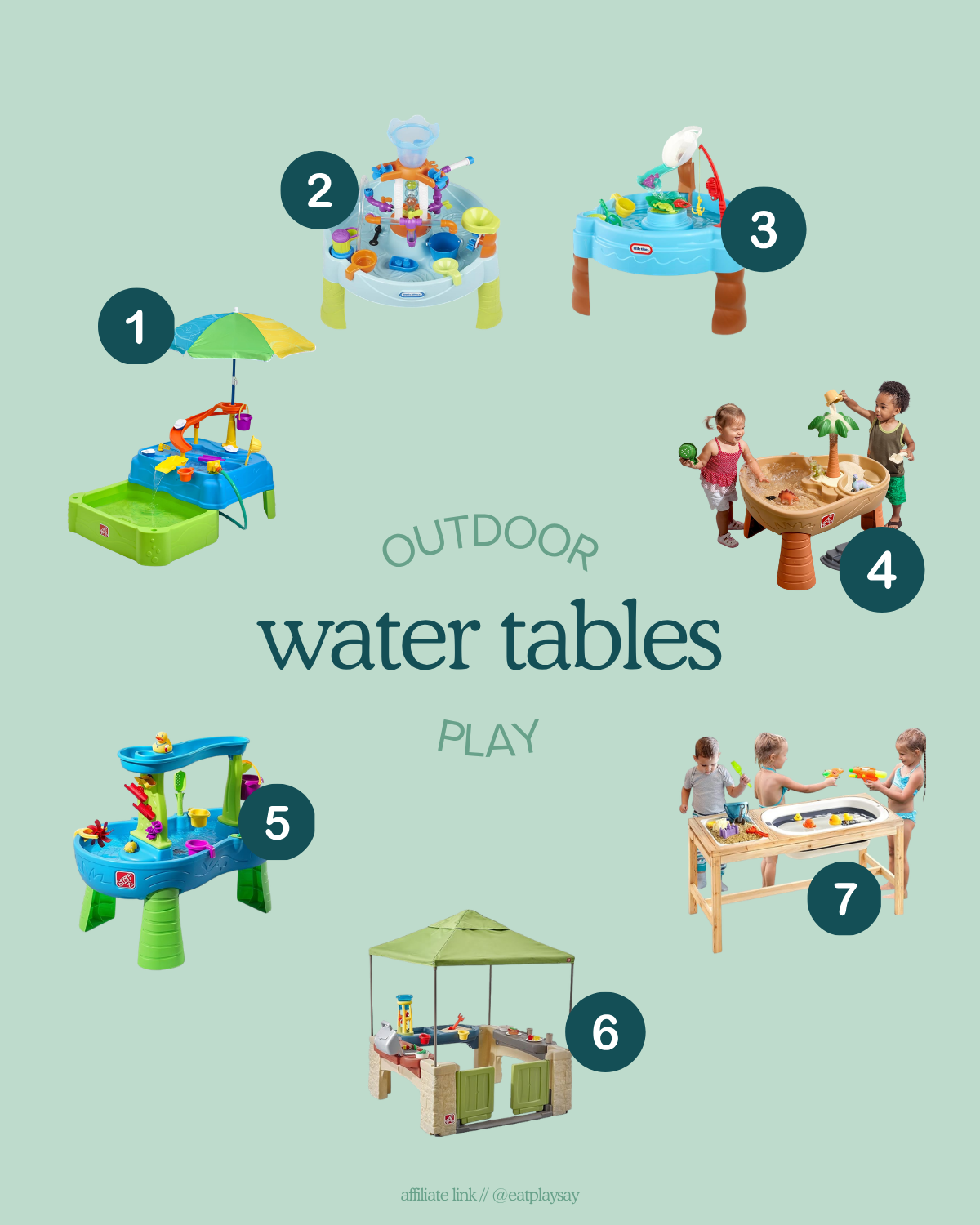round up graphic of the best water tables for toddlers