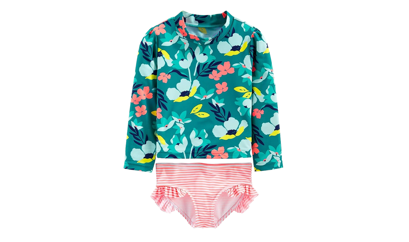 baby girl swimsuit with rash guard top