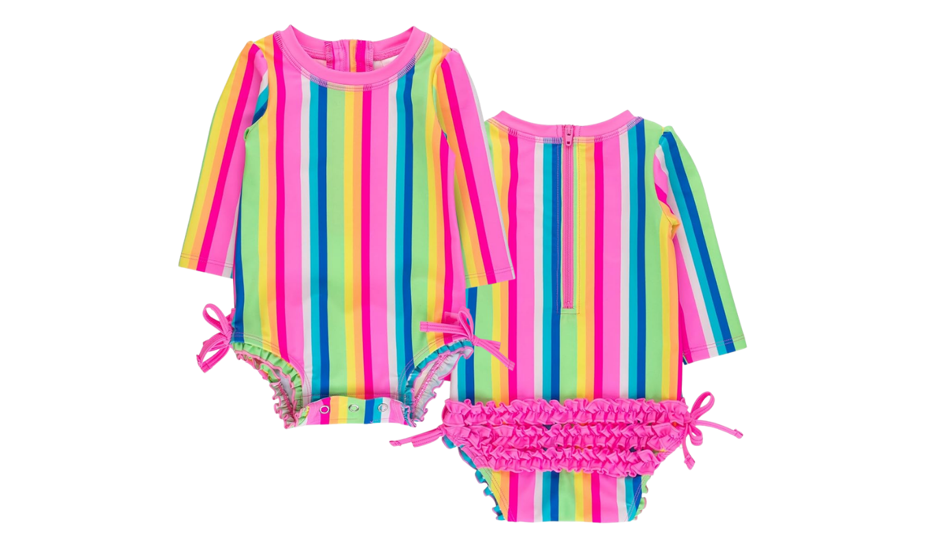 rufflebutts long sleeve baby girl swimsuit