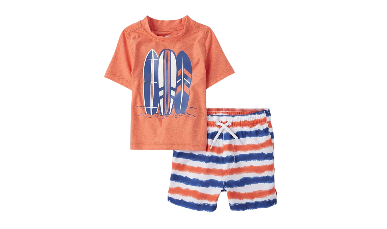 The Children's Place toddler boy rash guard and swim trunks