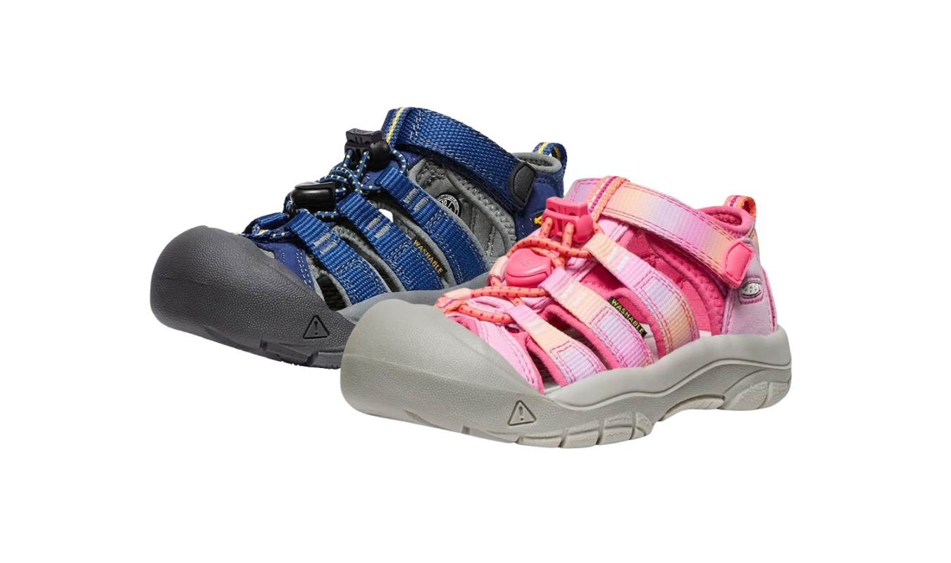 keen toddler sandals in blue and pink