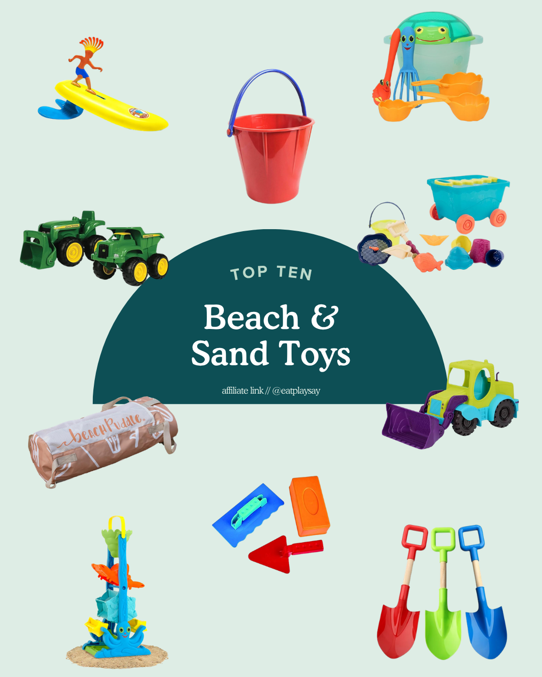 round up graphic of the best beach toys