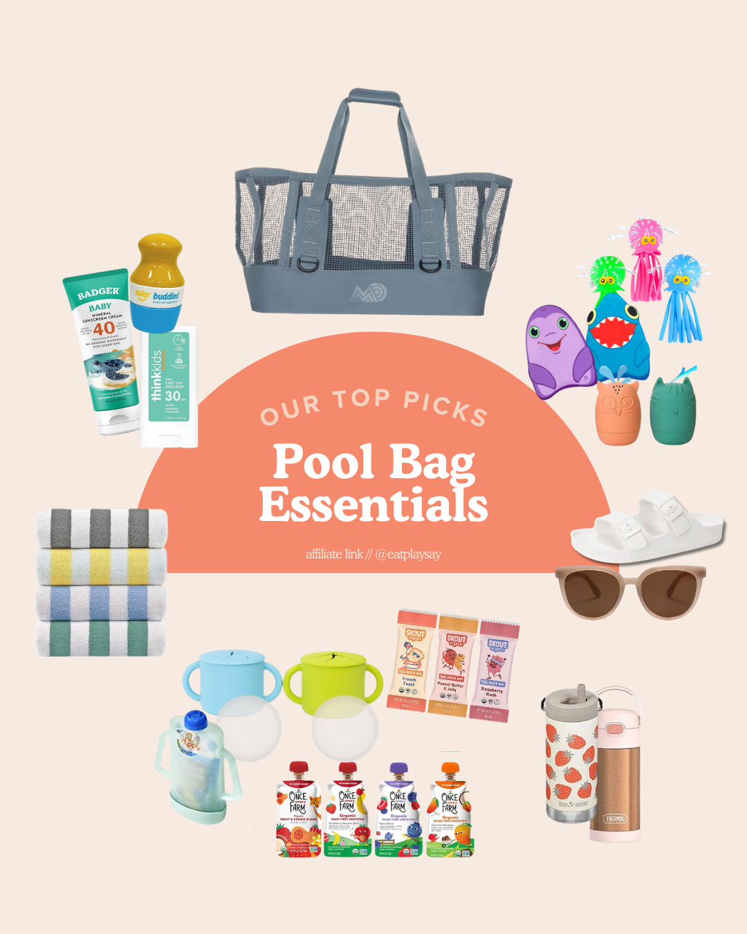 round up graphic of pool day essentials