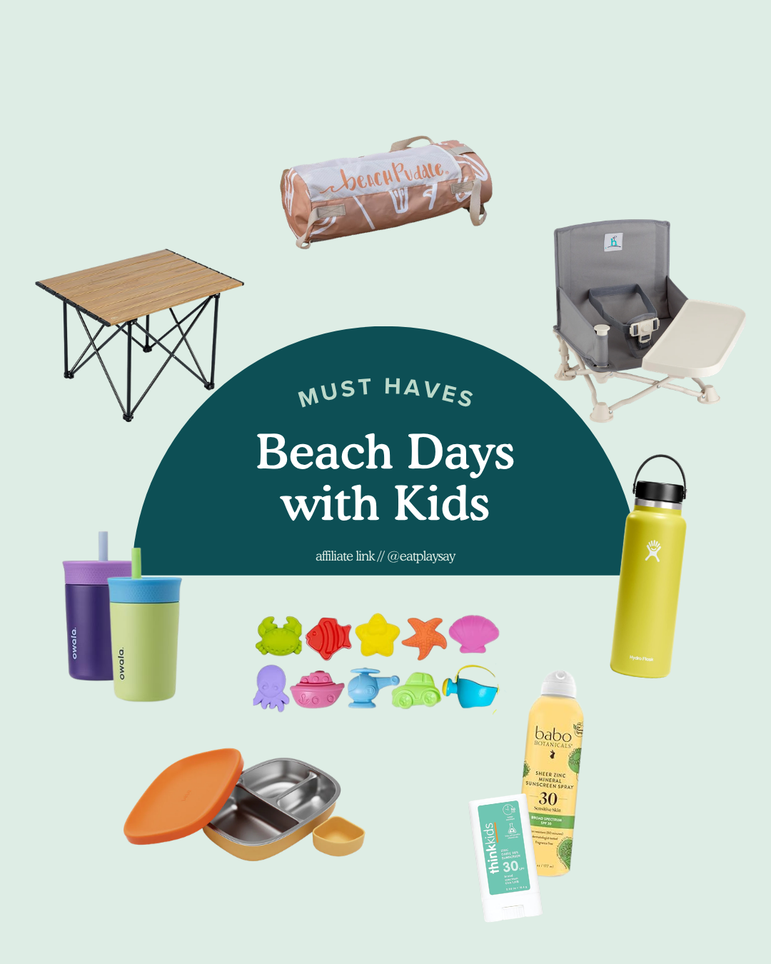 round up graphic of the top 5 beach must haves