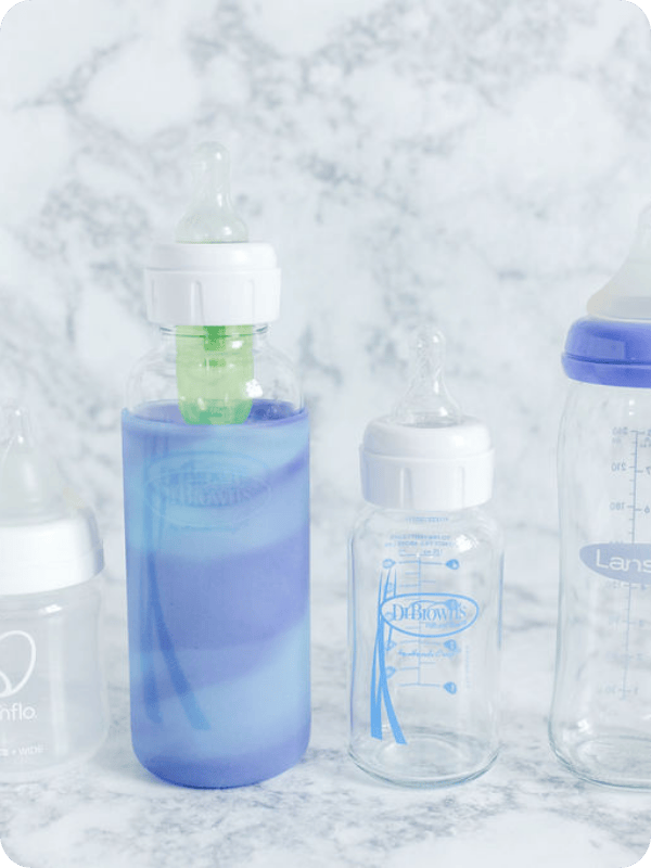 An assortment of baby bottles