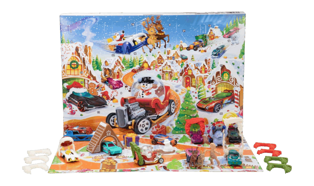 Hot Wheels Advent Calendar for kids featuring 24 surprises 