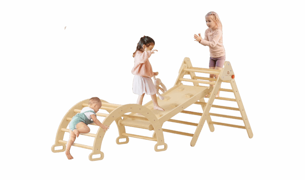 wooden pikler triangle climbing set
