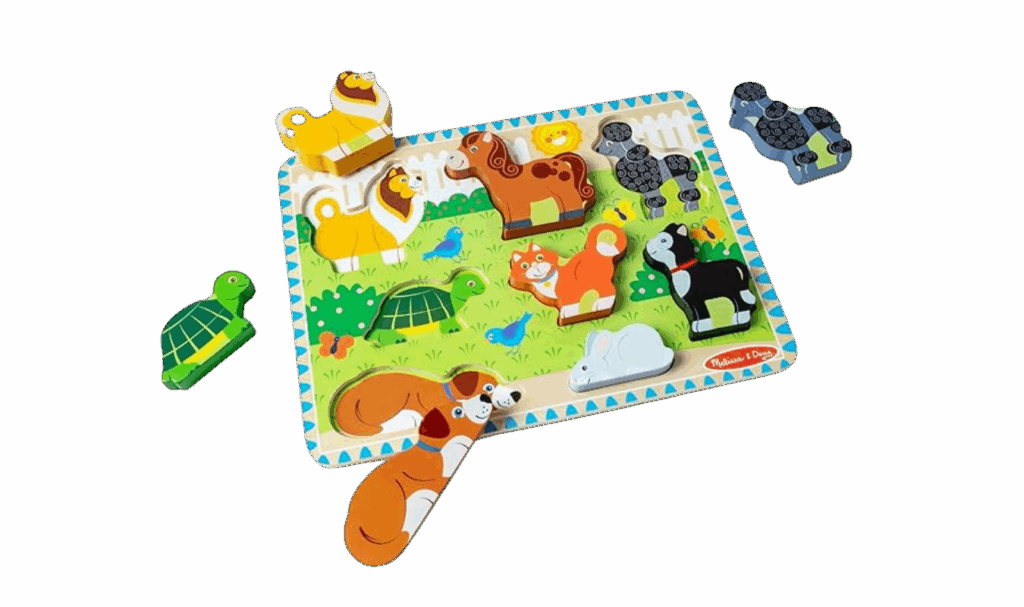 Melissa and Doug wooden chunky puzzle with pet theme