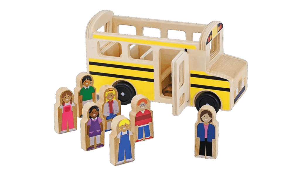 Melissa & Doug wooden school bus toy with wooden figures