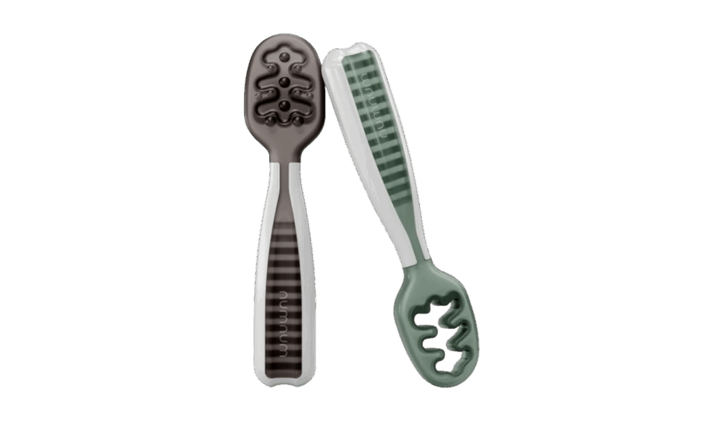 Num Num First Spoons featured in a post about the best teethers - spoons can be used to teethe