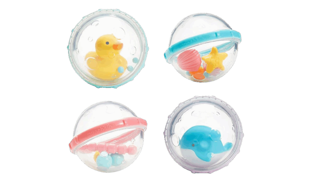 floating spherical bath toys that rattle for babies and toddlers