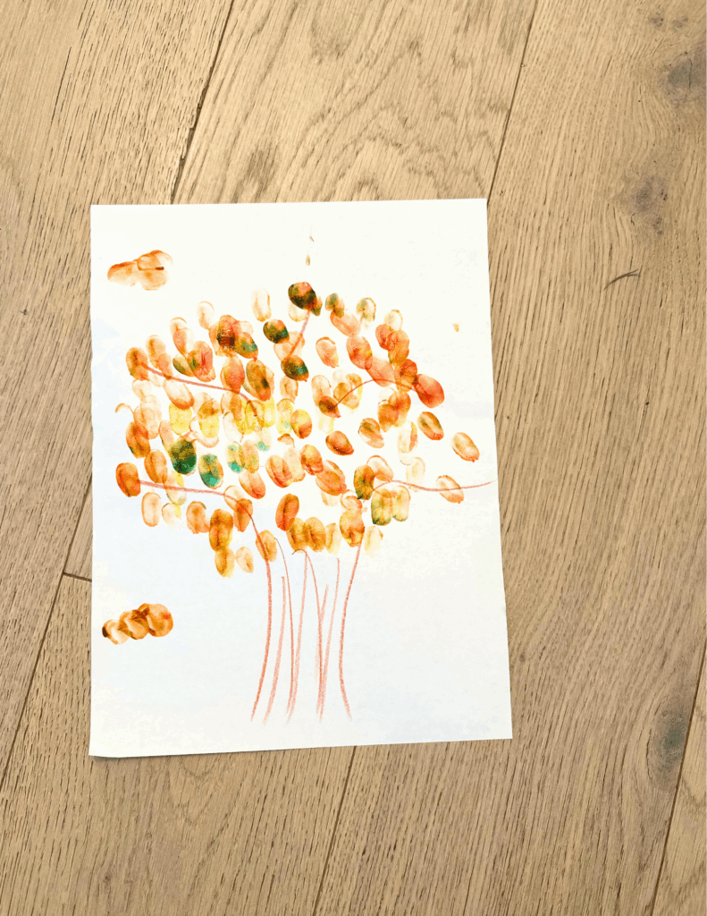 fingerprint tree fall craft for kids