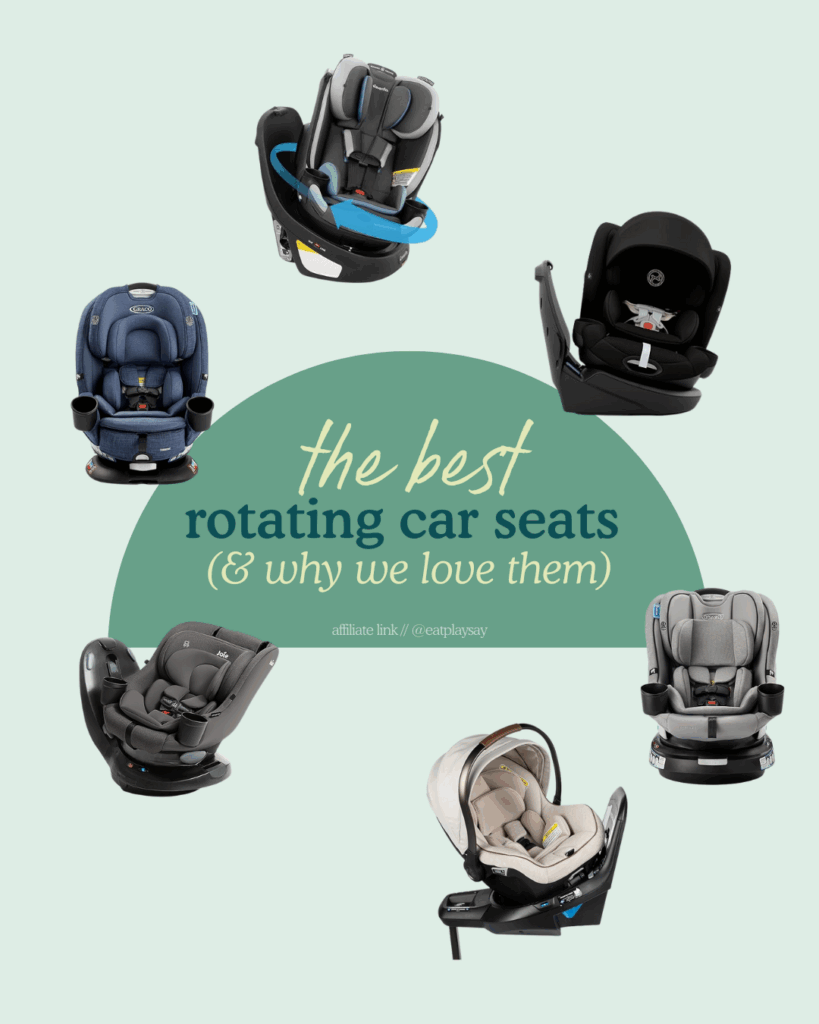 6 rotating car seats at different price points and for different family's needs - part of a best rotating car seats post
