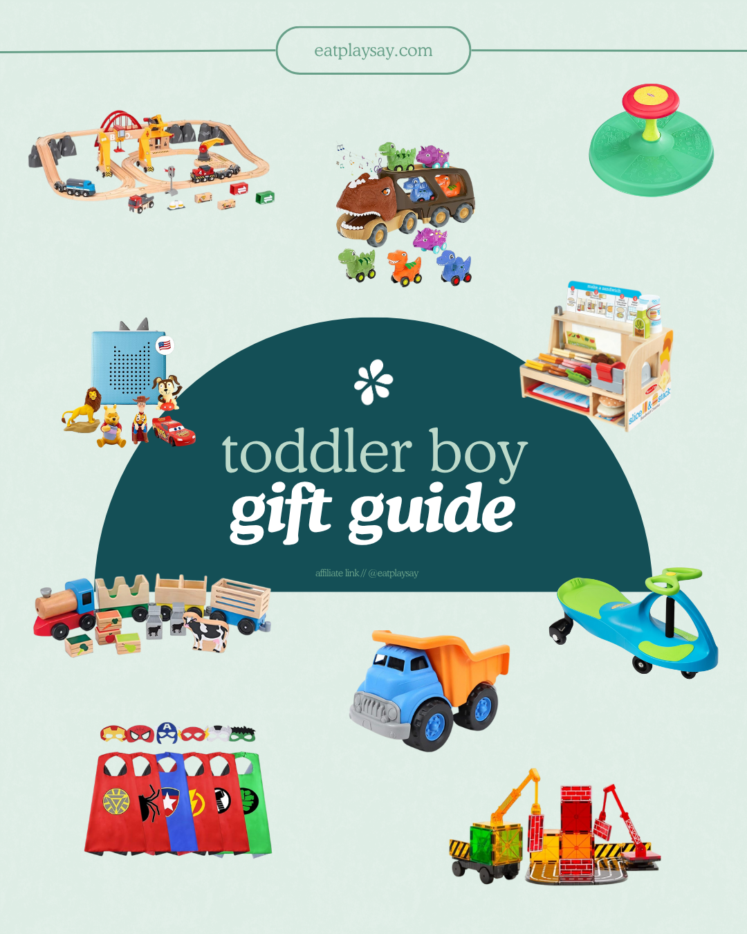 round-up image of the best toys for toddler boys, part of a gift guide