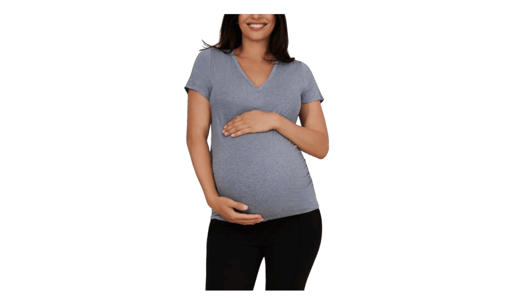 ruched Motherhood Maternity V-neck t-shirt in gray