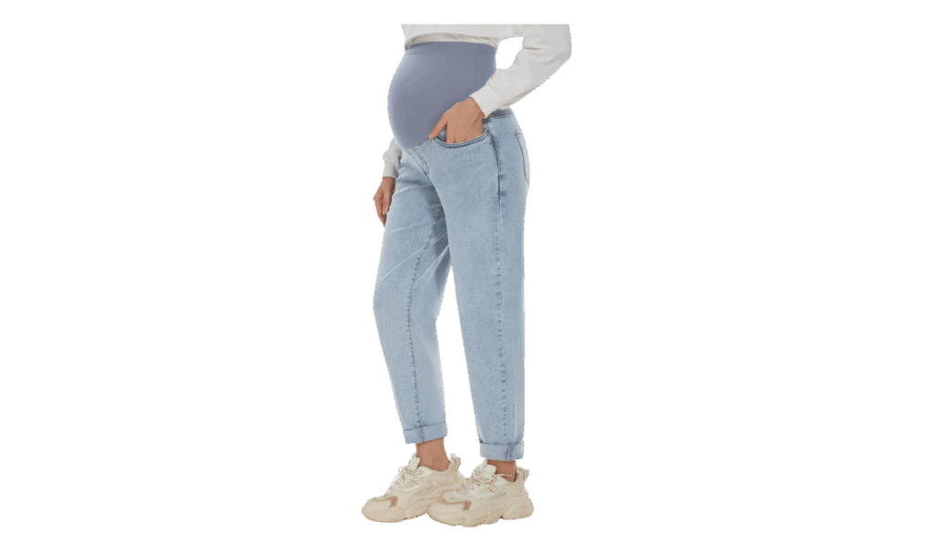 over-the-belly maternity jeans in a light wash