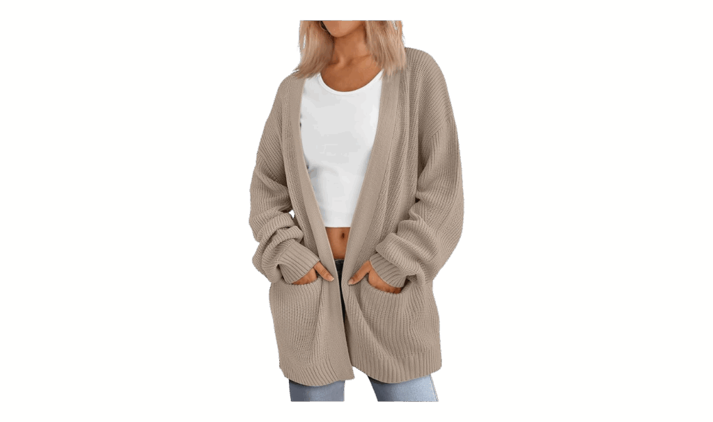chunky knit cardigan in beige color 