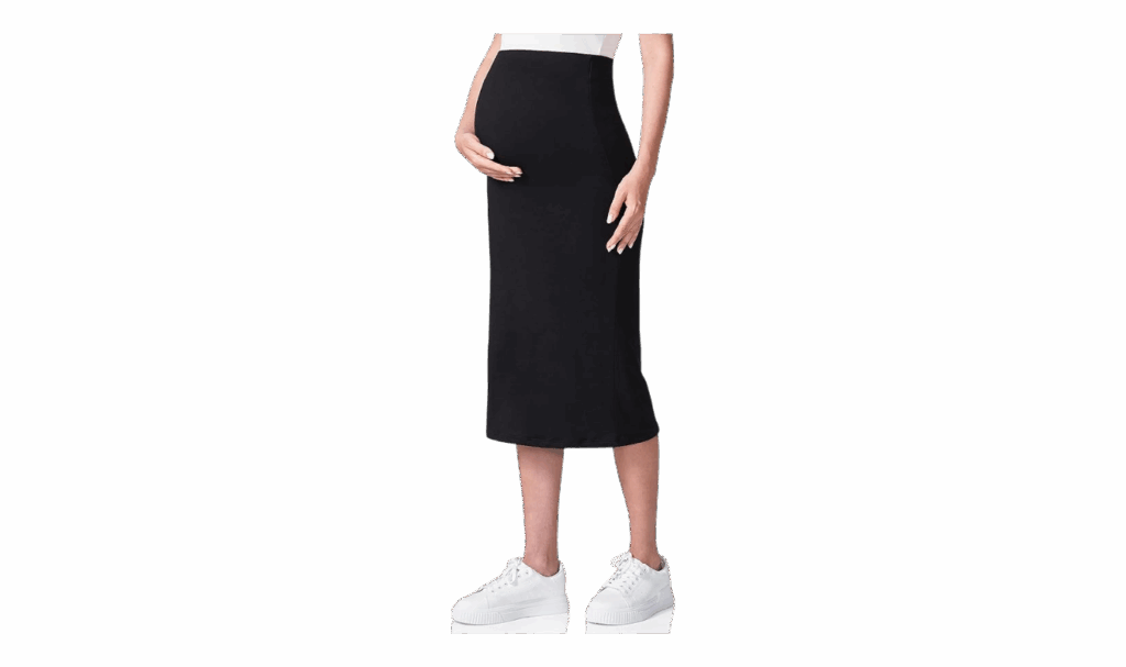 fitted maternity midi skirt in black