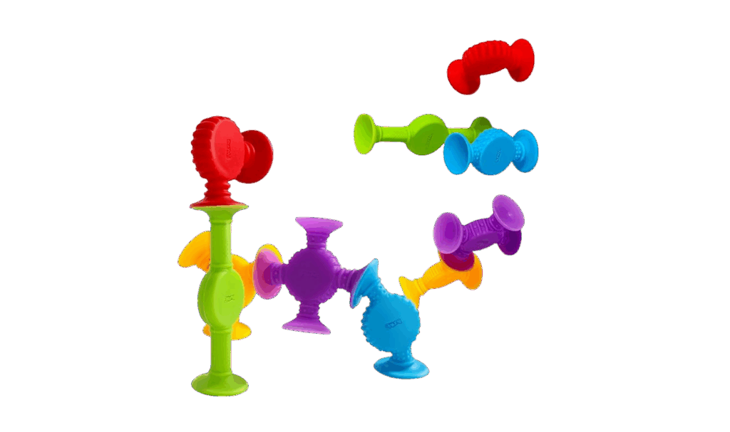 Suction bath toys featured in post about stocking stuffers for toddlers