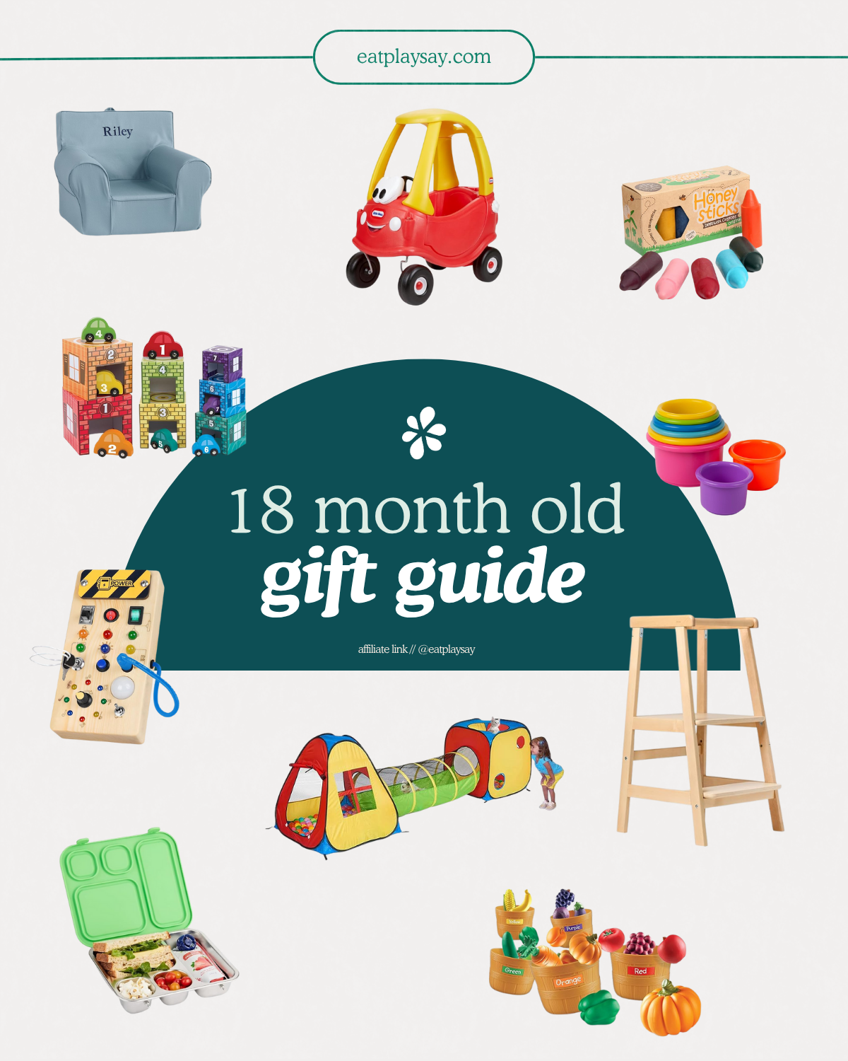 round-up image of best toys for 18 month olds, part of a gift guide