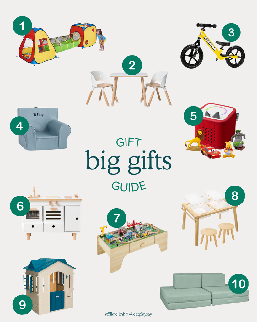 top 10 "big gifts" for 18 month olds featuring gifts large in size and/or higher in price