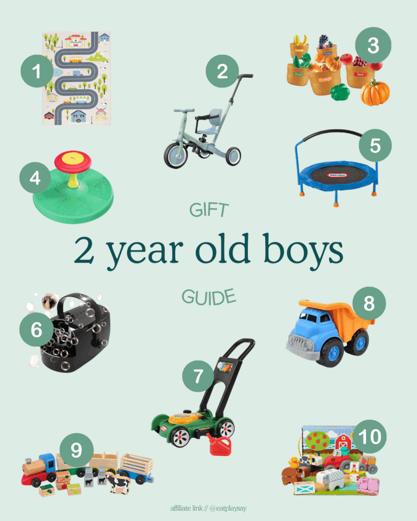 round-up graphic of the top 10 toys for 2 year old toddler boys 
