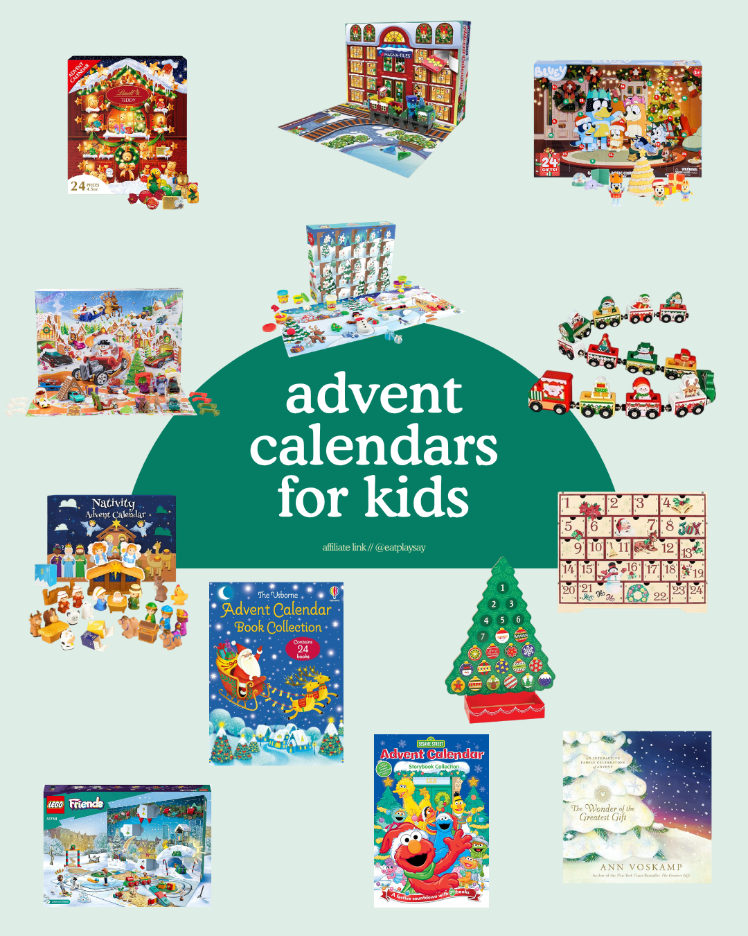 round up graphic of the best advent calendars for kids