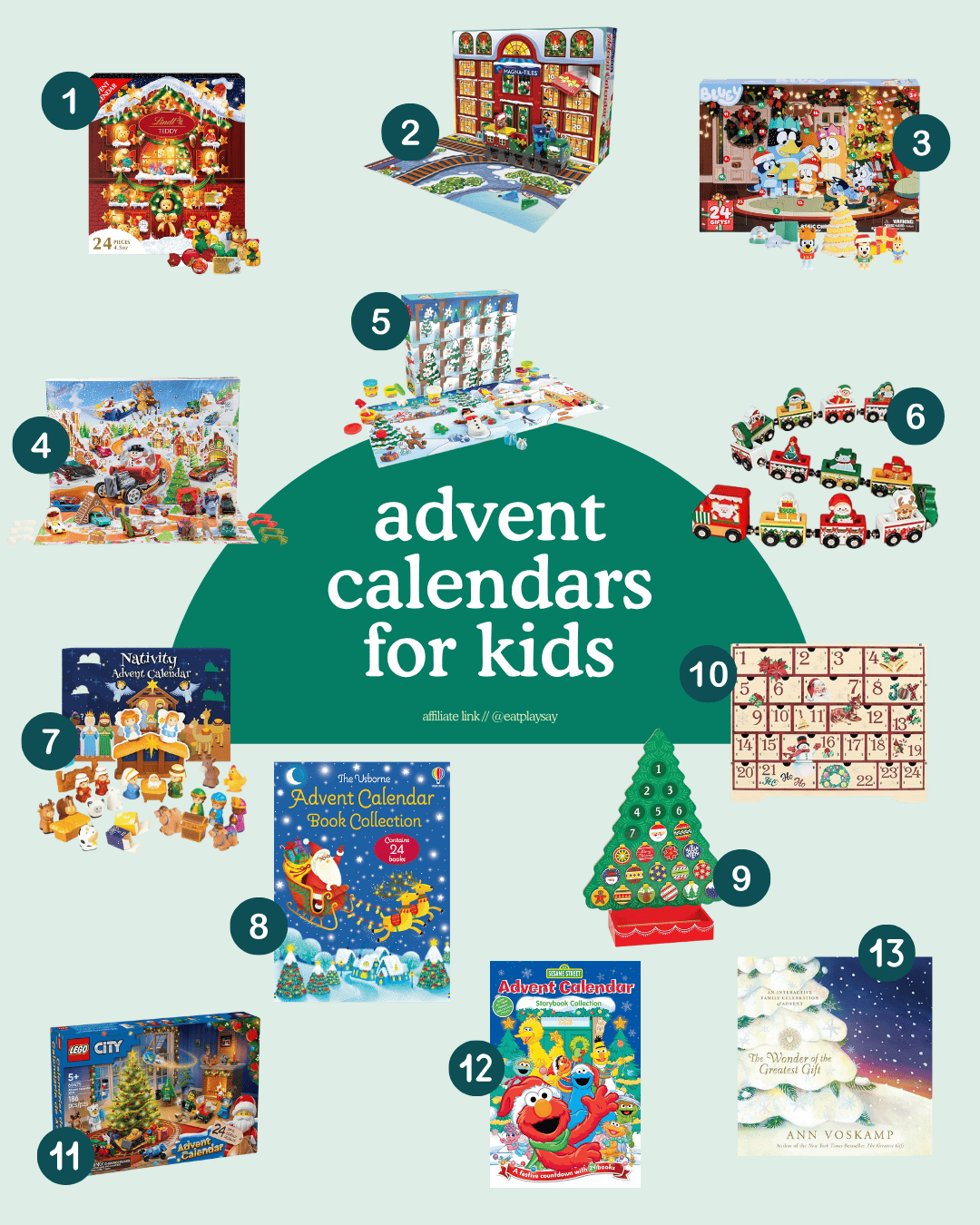 round-up image of 13 advent calendars for kids